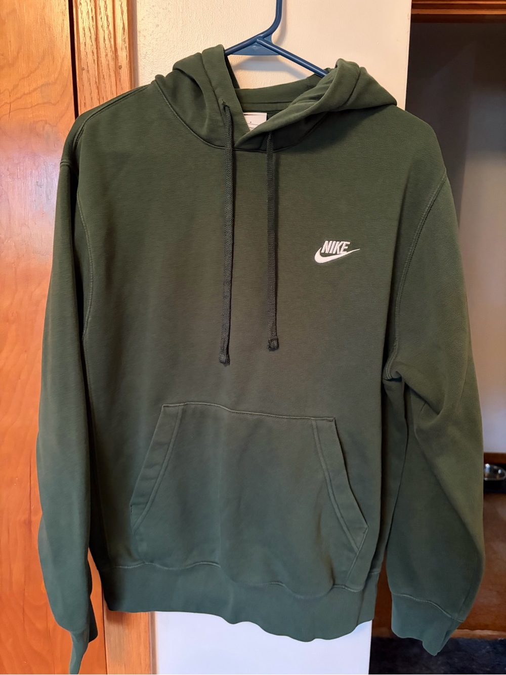 Nike Olive Green Pullover Hoodie with White Swoosh